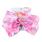 8" Large JoJo Bow W Hair Clip For Girls Kids Handmade Metalic Printed Ribbon Knot Jumbo Hair Bow Hair Accessories