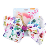 8" Large JoJo Bow W Hair Clip For Girls Kids Handmade Metalic Printed Ribbon Knot Jumbo Hair Bow Hair Accessories