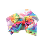 8" Large JoJo Bow W Hair Clip For Girls Kids Handmade Metalic Printed Ribbon Knot Jumbo Hair Bow Hair Accessories