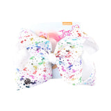 8" Large JoJo Bow W Hair Clip For Girls Kids Handmade Metalic Printed Ribbon Knot Jumbo Hair Bow Hair Accessories