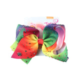 8" Large JoJo Bow W Hair Clip For Girls Kids Handmade Metalic Printed Ribbon Knot Jumbo Hair Bow Hair Accessories