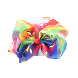 8" Large JoJo Bow W Hair Clip For Girls Kids Handmade Metalic Printed Ribbon Knot Jumbo Hair Bow Hair Accessories