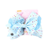 8" Large JoJo Bow W Hair Clip For Girls Kids Handmade Metalic Printed Ribbon Knot Jumbo Hair Bow Hair Accessories