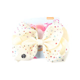 8" Large JoJo Bow W Hair Clip For Girls Kids Handmade Metalic Printed Ribbon Knot Jumbo Hair Bow Hair Accessories