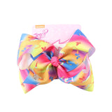 8" Large JoJo Bow W Hair Clip For Girls Kids Handmade Metalic Printed Ribbon Knot Jumbo Hair Bow Hair Accessories