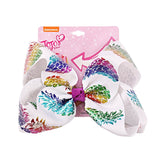 8" Large JoJo Bow W Hair Clip For Girls Kids Handmade Metalic Printed Ribbon Knot Jumbo Hair Bow Hair Accessories