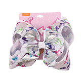 8" Large JoJo Bow W Hair Clip For Girls Kids Handmade Metalic Printed Ribbon Knot Jumbo Hair Bow Hair Accessories