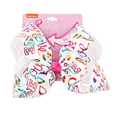 8" Large JoJo Bow W Hair Clip For Girls Kids Handmade Metalic Printed Ribbon Knot Jumbo Hair Bow Hair Accessories