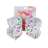 8" Large JoJo Bow W Hair Clip For Girls Kids Handmade Metalic Printed Ribbon Knot Jumbo Hair Bow Hair Accessories