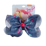8" Large JoJo Bow W Hair Clip For Girls Kids Handmade Metalic Printed Ribbon Knot Jumbo Hair Bow Hair Accessories