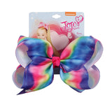 8" Large JoJo Bow W Hair Clip For Girls Kids Handmade Metalic Printed Ribbon Knot Jumbo Hair Bow Hair Accessories