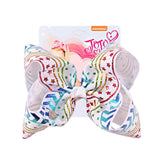 8" Large JoJo Bow W Hair Clip For Girls Kids Handmade Metalic Printed Ribbon Knot Jumbo Hair Bow Hair Accessories