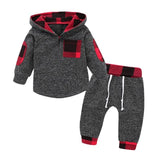 2018 Spring Autumn Fashion Baby Girl  Boy Hoodies Toddler Plaid Hooded Tops Long Pants Outfits Set Newborn Kids Set 2pcs #IS