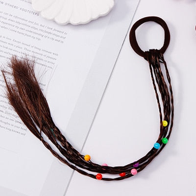 New Girls Colorful Wigs Ponytail Hair Ornament Headbands Rubber Bands Beauty Hair Bands Headwear Kids Hair Accessories Head Band