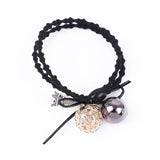 1PCS Lovely Clover Gray Ball Elastic Hair Bands Toys For Girls Handmade Bow Headband Scrunchy Kids Hair Accessories For Womens