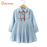 Babyinstar Baby Girl Princess Dress 2019 New Arrival Long Sleeve Pleated Design Toddler Children Clothing Kids Dresses For Girls