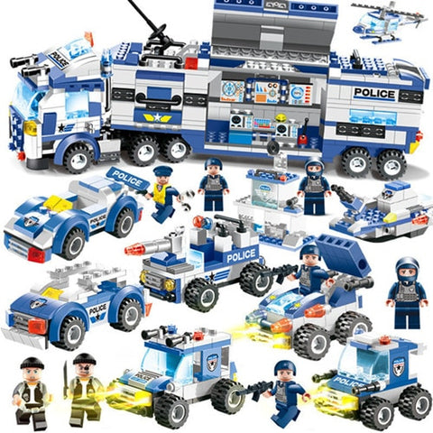 8IN1 Robot Aircraft Car City Police SWAT Bricks Compatible LegoINGL Building Blocks Sets Playmobil Educational Toys For Children